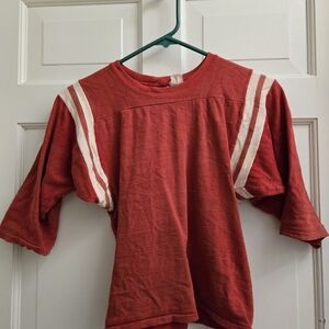 Vintage 70s Hutch J Sports Jersey – Red Cotton Varsity Raglan Tee, Made in USA
